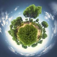 gratuito foto sfera con alberi, generat ai