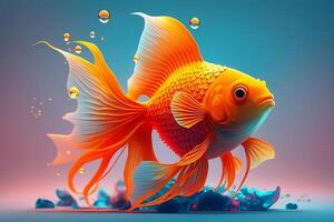 3d realistico singolo grande pesce rosso isolato su pulito sfondo. generativo ai foto