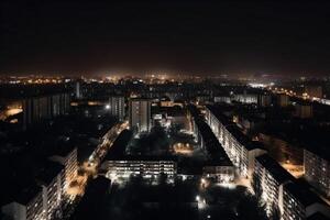 notte città panorama. ai generato foto