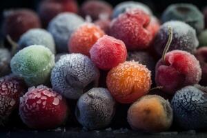 congelato frutta e frutti di bosco. ai generato foto