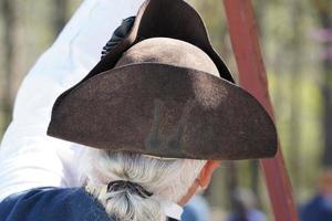 cappello di americano rivoluzione Britannico soldato colono nel yorktown, Virginia foto