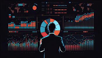 analista Lavorando su attività commerciale analitica pannello di controllo generato ai foto