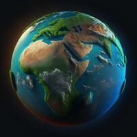 Salva terra, terra globo, pianeta, ambiente giorno verde terra ai generativo foto