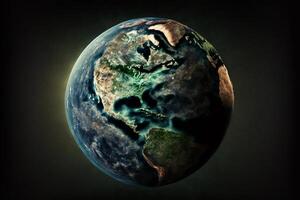 Salva terra, terra globo, pianeta, ambiente giorno verde terra ai generativo foto