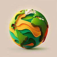 Salva terra, terra globo, pianeta, ambiente giorno verde terra ai generativo foto