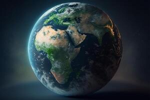 Salva terra, terra globo, pianeta, ambiente giorno verde terra ai generativo photoai generativo foto