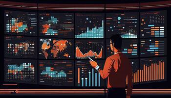 analista Lavorando su attività commerciale analitica pannello di controllo generato ai foto