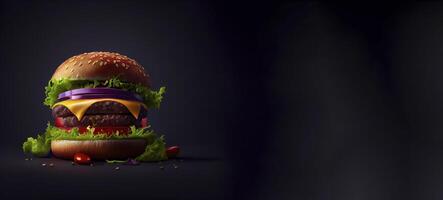 hamburger, Hamburger Prodotto vetrina per cibo fotografia ai generato foto