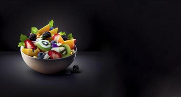 frutta insalata realistico Prodotto vetrina per cibo fotografia ai generato foto
