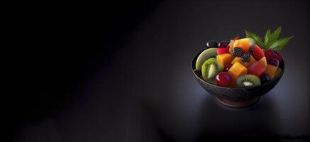 frutta insalata realistico Prodotto vetrina per cibo fotografia ai generato foto