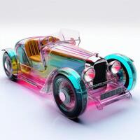 un' roadster auto digitale arte colorato con trasparente plastica generativo ai foto