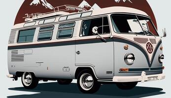 ai generato. generativo ai. Vintage ▾ retrò camper rv casa camion. avventura viaggio viaggio motivazionale manifesto. può essere Usato per decorazione e ispirazione. grafico arte foto