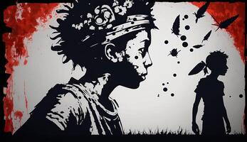 ai generato. generativo ai. strada astratto graffiti arte modello. psicologia nind sognare. ispirato mio Banksy strada arte. grafico arte illustrazione. foto