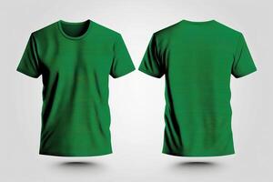 foto realistico maschio verde magliette con copia spazio, davanti e indietro Visualizza. ai generato