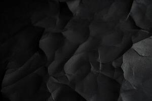 design spazio nero e buio spiegazzato carta strutturato sfondo. ai generato foto