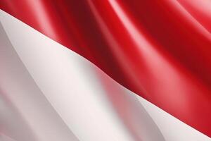 rosso e bianca sfondo, agitando nazionale bandiera di Indonesia, salutò altamente dettagliato avvicinamento. ai generato foto
