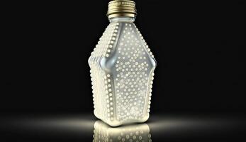 un' pop arte illustrazione di un' latte bottiglia fatto di diamanti, futuristico, generativo ai foto