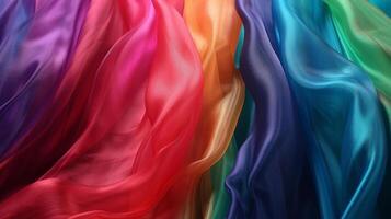 arcobaleno colori morbido lusso tessuto stoffa, ai generato opera d'arte foto