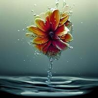 astratto fiore acqua spruzzata. generativo ai foto