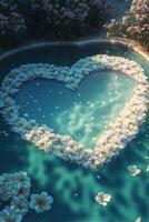 un' a forma di cuore pietra piscina.. generativo ai. foto