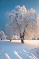 suo un' bellissimo neve scena. nel il mattina. generativo ai. foto