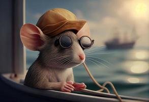 ritratto di un' topo su vacanza a mare. creare ai. foto