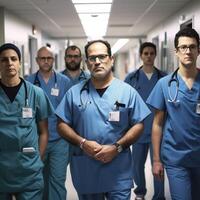 un' medico squadra a piedi a parte ai generativo foto