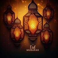 ai generativo bellissimo eid mubarak Arabo islamico sfondo e bandiera design. foto