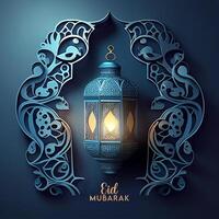 ai generativo bellissimo eid mubarak Arabo islamico sfondo e bandiera design. foto