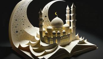 3d illustrazione di sorprendente architettura design di musulmano moschea Ramadan concetto, illustrazione di sorprendente architettura design di musulmano moschea Ramadan concetto, creare ai foto