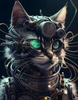 cyberpunk gatto realistico illustrazione creato con ai utensili foto