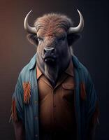 bufalo indossare alla moda attrezzatura creato con ai utensili foto