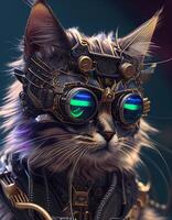 cyberpunk gatto realistico illustrazione creato con ai utensili foto