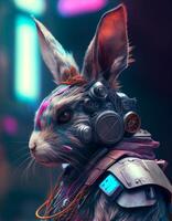 cyberpunk coniglio realistico illustrazione creato con ai utensili foto