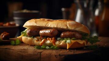 argentino salsiccia Sandwich illustrazione ai generativo foto