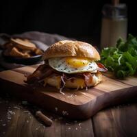 Bacon uovo prima colazione Sandwich. illustrazione ai generativo foto