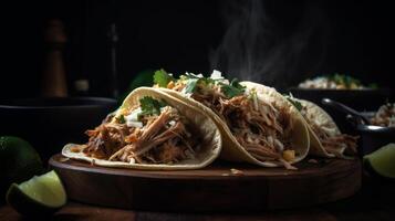 messicano americano Maiale Carnitas taco. illustrazione ai generativo foto