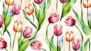 generativo ai. fiore modello con tulipani, pastello acquerello illustrazione foto