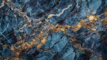 blu marmo pietra sfondo con d'oro vene. Emperador italiano lucido granito marmo lastra pietra. lucidato calcare granito marmo per ceramica digitale parete piastrelle ai generato foto