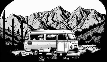 ai generato. ai generativo. generativo ai. Vintage ▾ retrò camper rv casa camion. avventura viaggio viaggio motivazionale manifesto. può essere Usato per decorazione e ispirazione. grafico arte foto