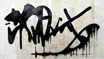 generativo ai, inchiostro nero strada graffiti arte su un' strutturato carta Vintage ▾ sfondo, ispirato di Banksy. foto