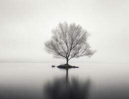 Immagine di albero a il mezzo di il mare generativo ai foto