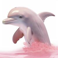 un' bellissimo rosa delfino su bianca sfondo generativo ai foto