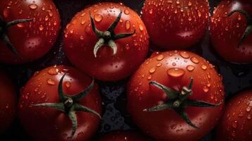 rosso pomodori senza soluzione di continuità sfondo visibile gocce di acqua generativo ai foto