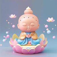 pop mercato bambino Budda con bello stellato cielo leggero rosa generativo ai foto