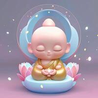 bambino Budda con bello stellato cielo leggero rosa generativo ai foto