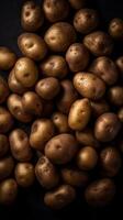 un' lotto di patate senza soluzione di continuità sfondo visibile gocce di acqua generativo ai foto