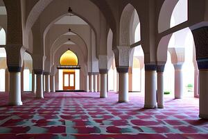 bellissimo interno nel il paesaggio di il moschea ai generativo foto