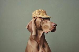 ai generato Weimaraner cane con cappello foto