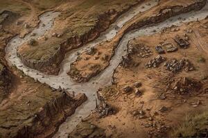 fangoso campo di battaglia carta geografica trincee gioco risorse illustrazione sfondo con generativo ai foto